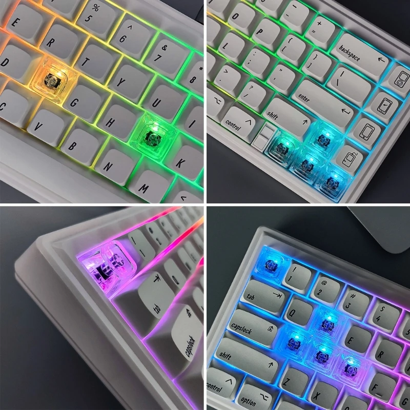 Crystal Keycaps, 1U Backlit Keycaps with Transparent Layer Cherry MX Compatible for Mechanical Keyboards, Full 20 Set Dropship