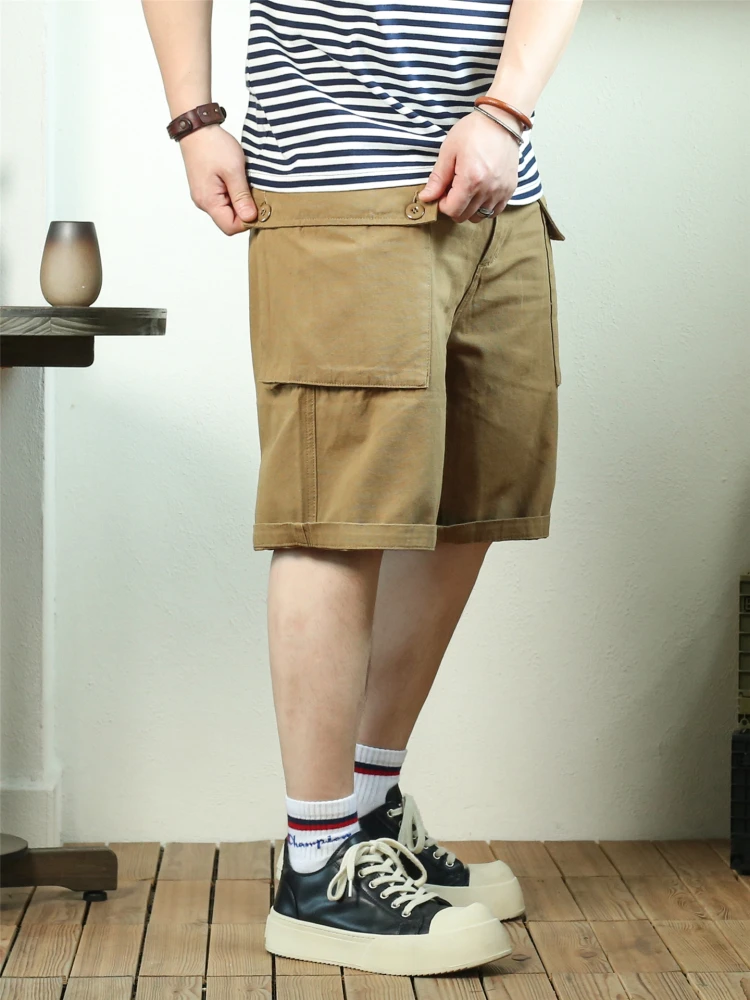 

Ретро-брюки в стиле милитари с большими карманами, прямые, в американском стиле, летние, для мужчин