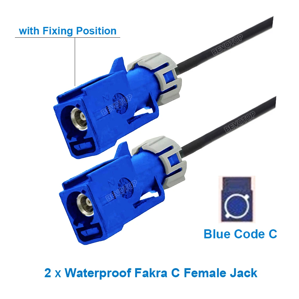 1PCS Waterproof Fakra Cable Blue Code C Female to C Female Connector Car Video Fakra Jumper RG174 Pigtail BEVOTOP Auto