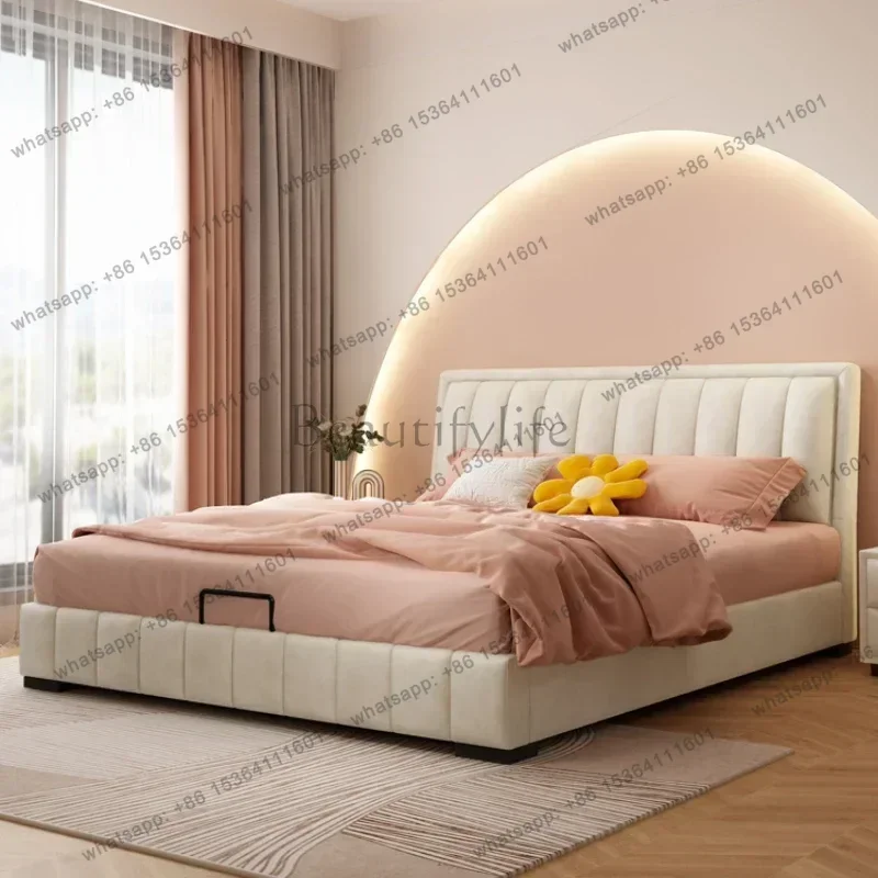 LJY Postmodern Elegant Frame Bed Storage Wooden Modern Side Table House Twin Bed Bases Full Trendy Beliche Postmodern Furniture