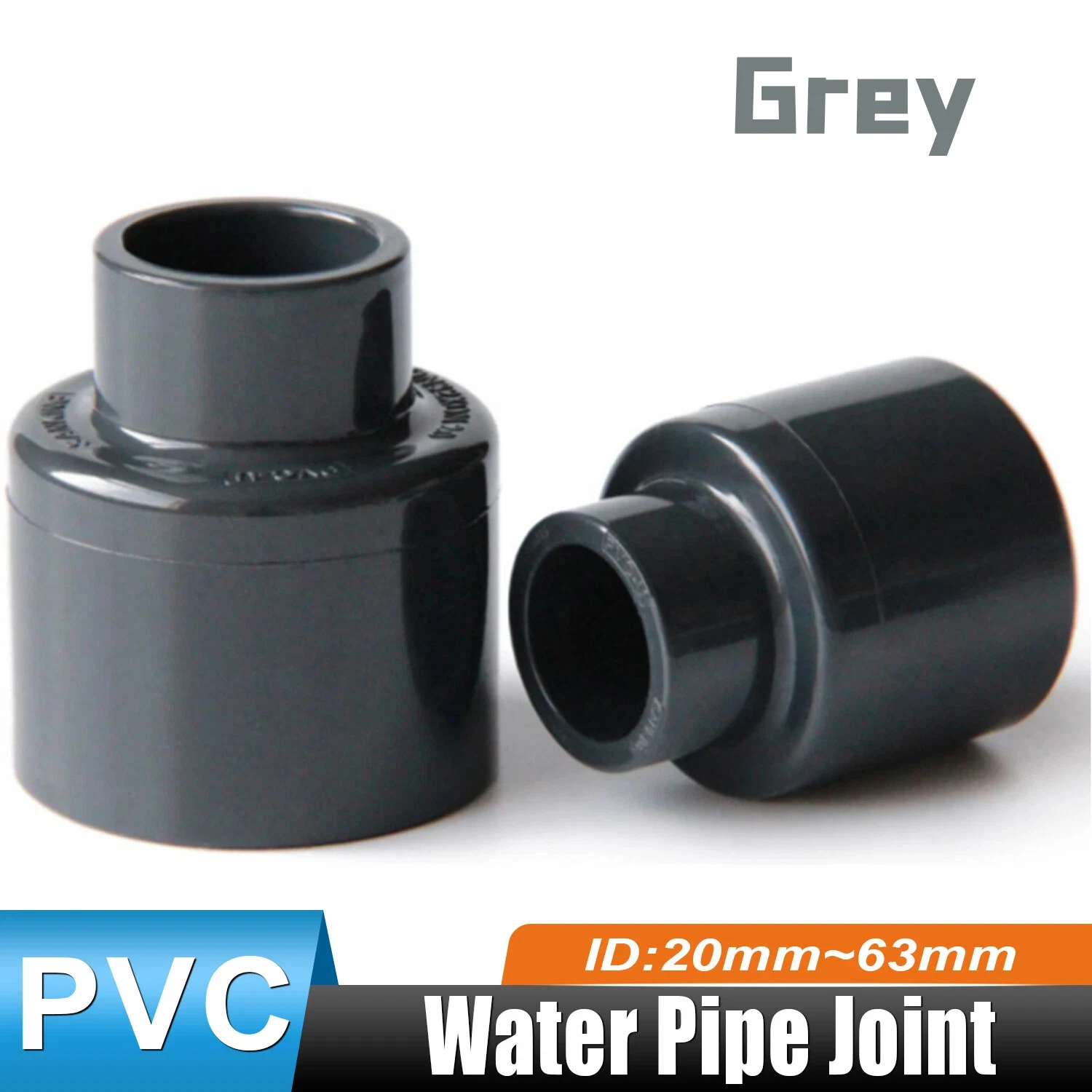 

1/2/5 шт., переходные прямые соединители из ПВХ, разъем для водопроводной трубы, переходник для муфты 25/32/40/50/63 мм, серый
