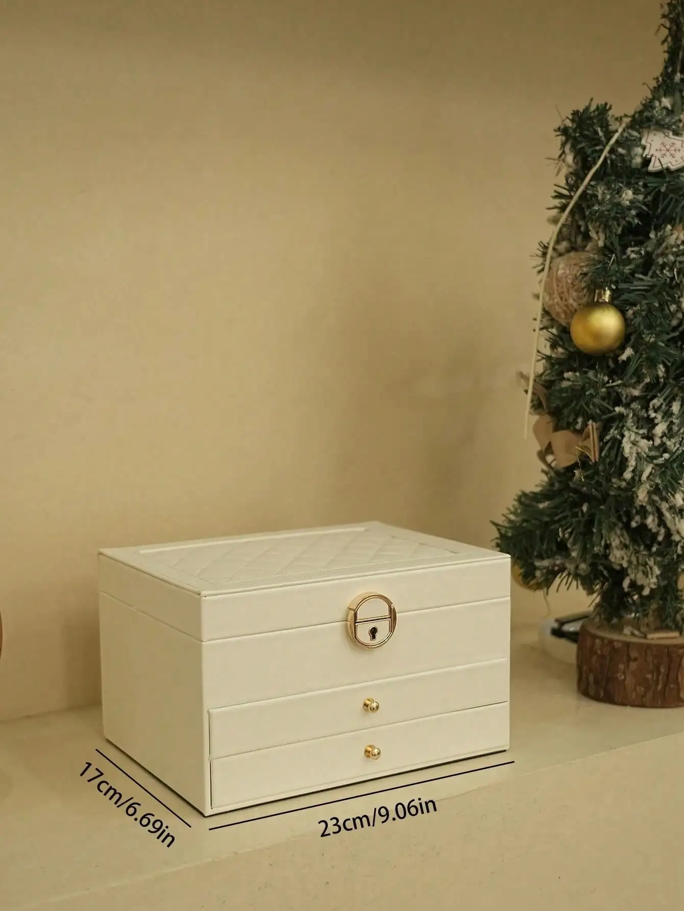 3-Layer Locking Large Capacity Jewelry Storage Box, Portable Jewelry Storage Box, Dresser Jewelry Storage Box With Drawer, Gift Leather Jewelry Box, Exquisite Display Packaging Storage Container, Bathroom Storage Box, Desktop Storage Drawer Box