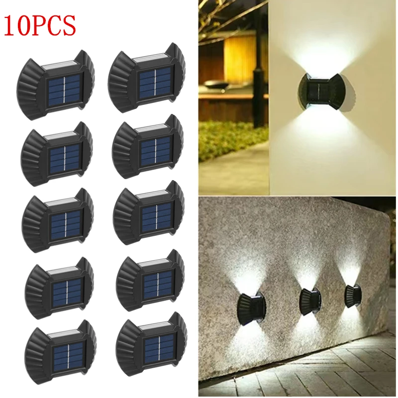 

2/8LED Solar Wall Light Outdoor Waterproof Up and Down Lighting Balcony Garden Decorative Fence Light Solar Sunshine