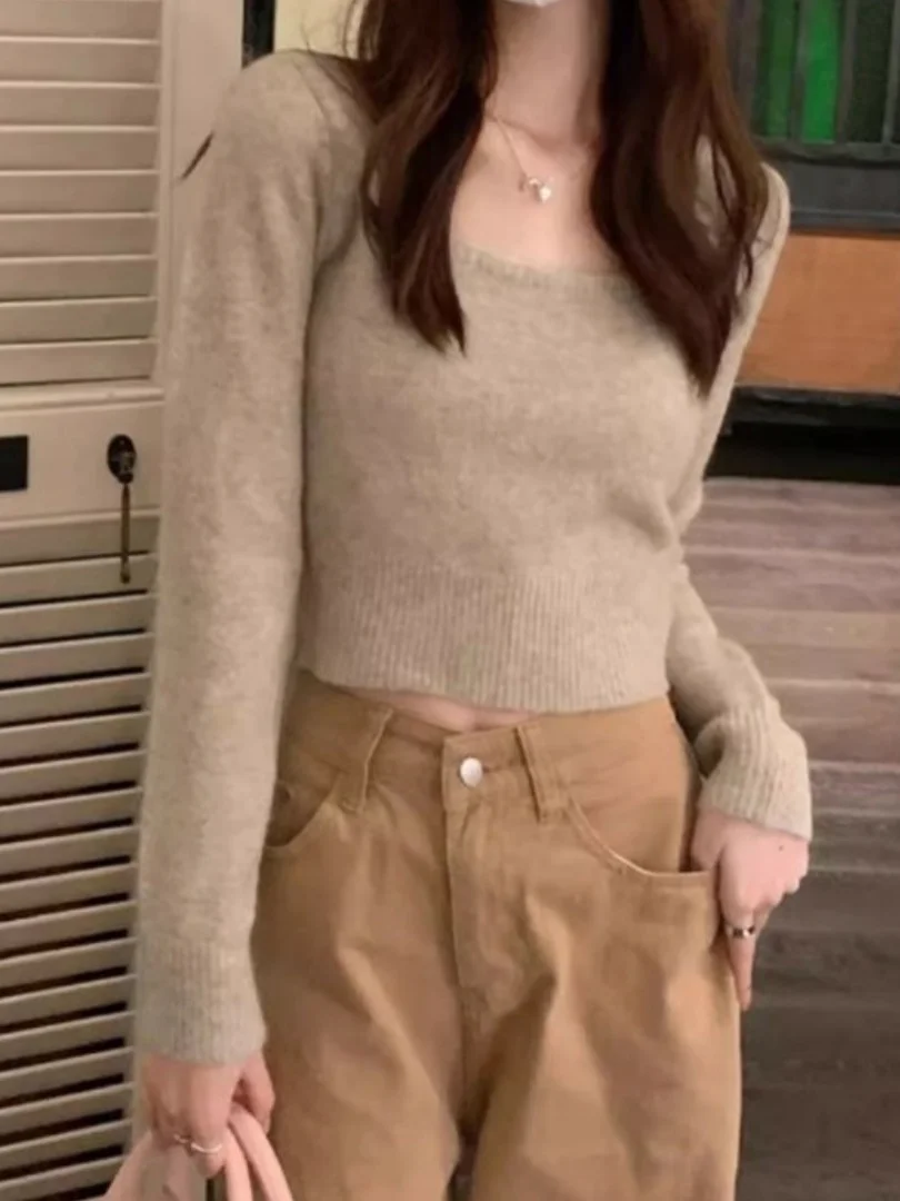 الخريف الشتاء Thiened ort Ne ساحة طوق المرأة قاعدة irt سليم صالح البلوز محبوك سترة الملابس الداخلية Faion Sle #5