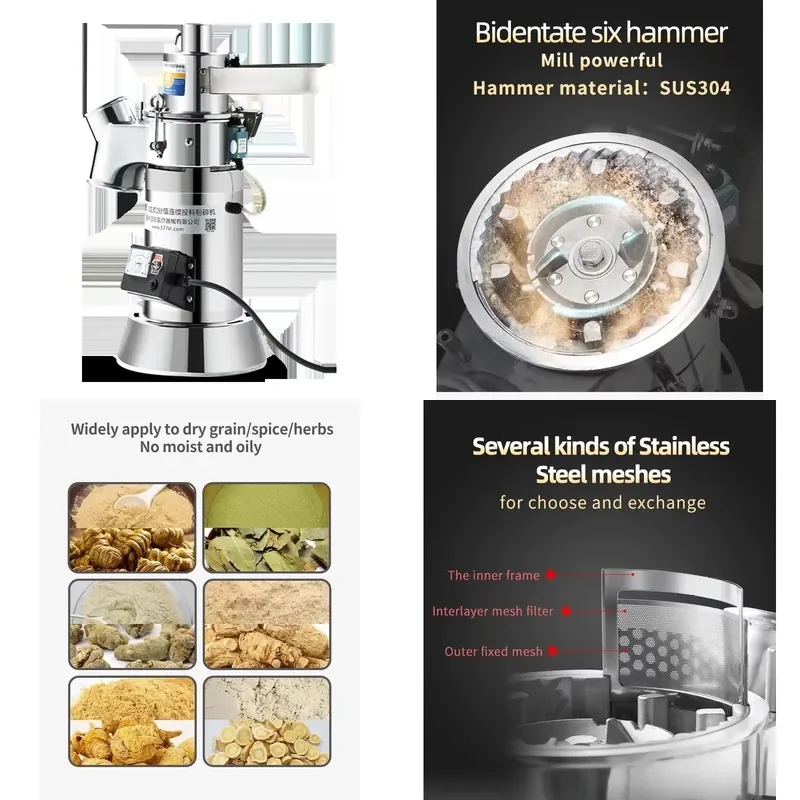 [2026] DLF-28 Industrial Pulverizer Machine Herb Grinding Electric Coffee Spice Fine Grinder Corn Grain Mini Flour Mill