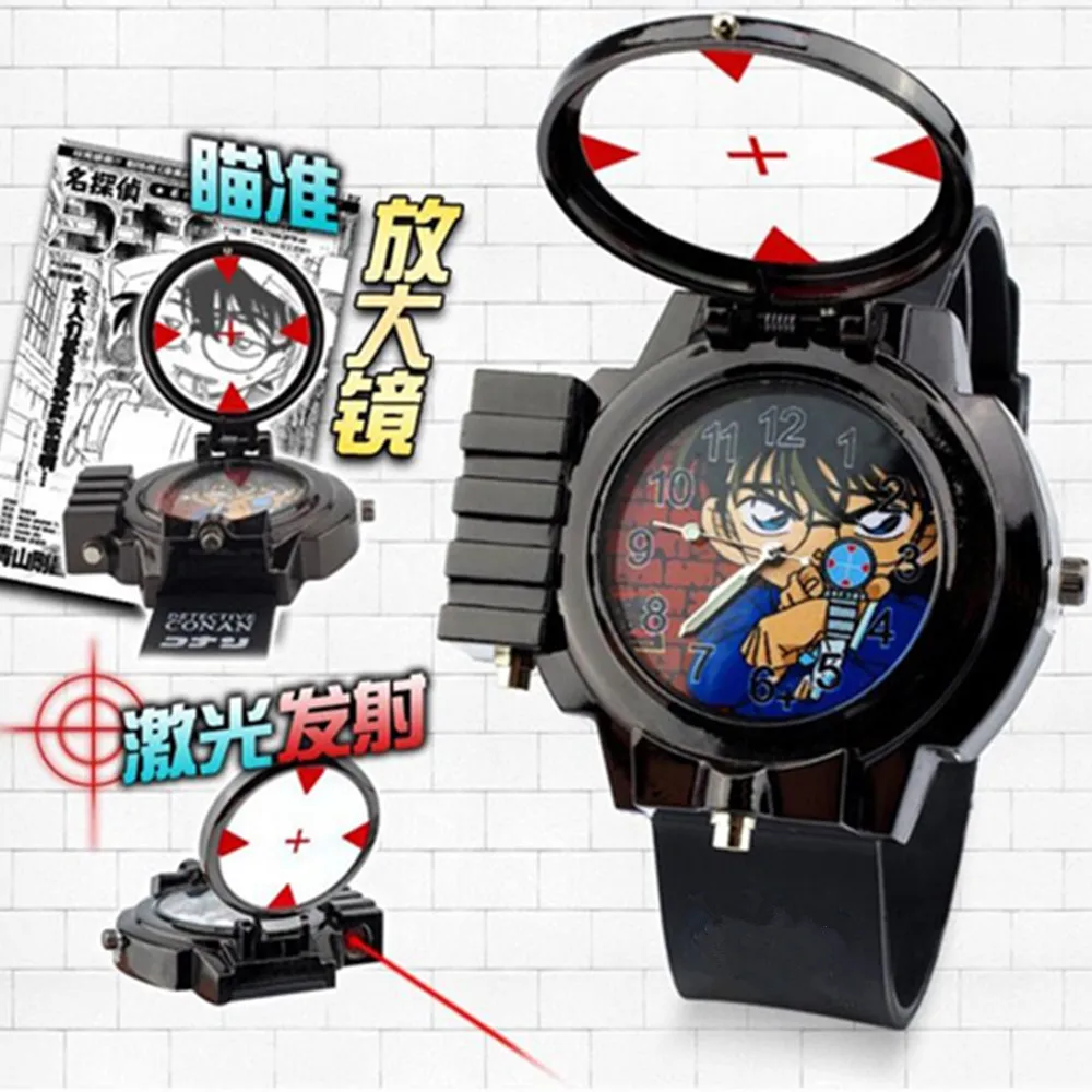 1 قطعة ساعة ليزر LED كارتونية شخصيات الحركة أنيمي تحت عنوان ساعة كوارتز الإضاءة تهدف حزام ساعة PVC لعبة هدية للأطفال