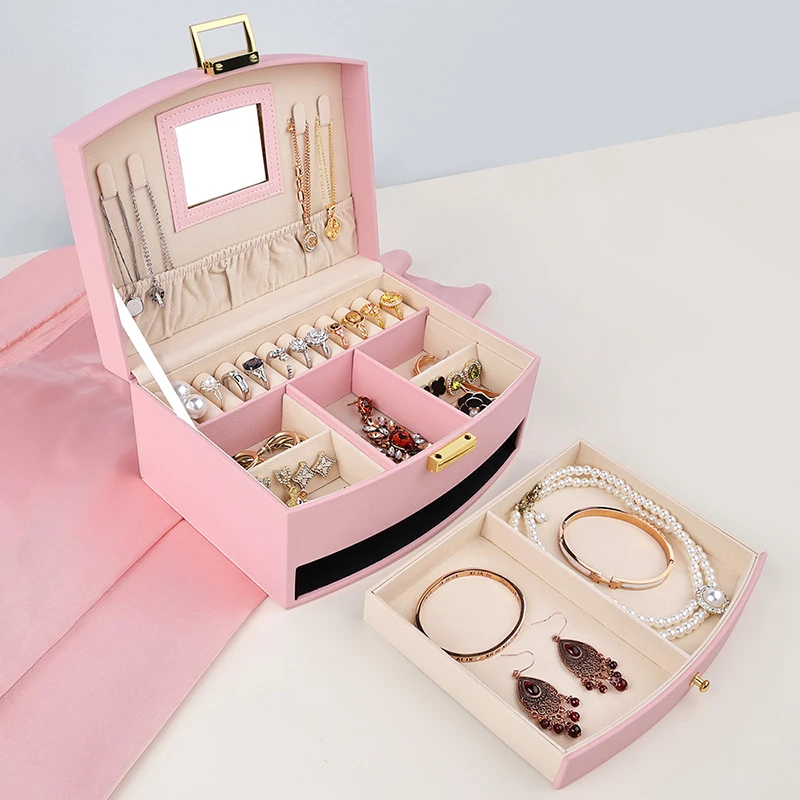 

Handheld luxury jewelry box, multi-layer drawer storage box, used for classifying and storing rings, earrings, necklaces