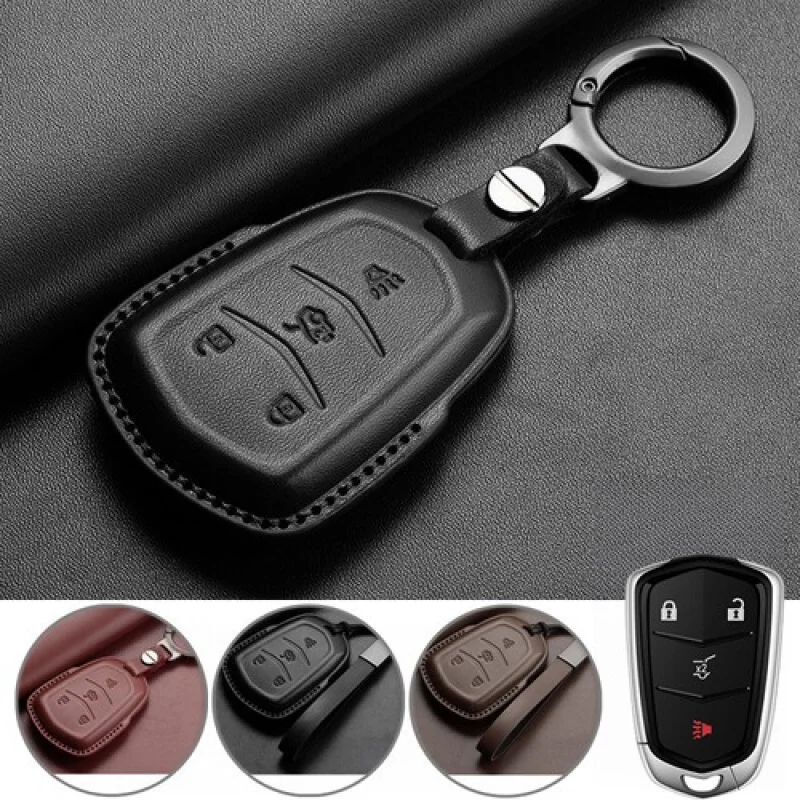 

A+ Genuine Leather Car Key Fob Case Cover For Cadillac SRX XT4 XTS ATS VT6 XT5 ATSL