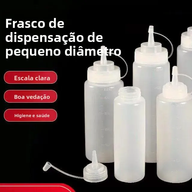 Garrafa de Plástico Comercial para Molho de Salada e Óleo, Garrafa Espremedora com Ponta Afiada, Pote de Condimento Estilo Ja...