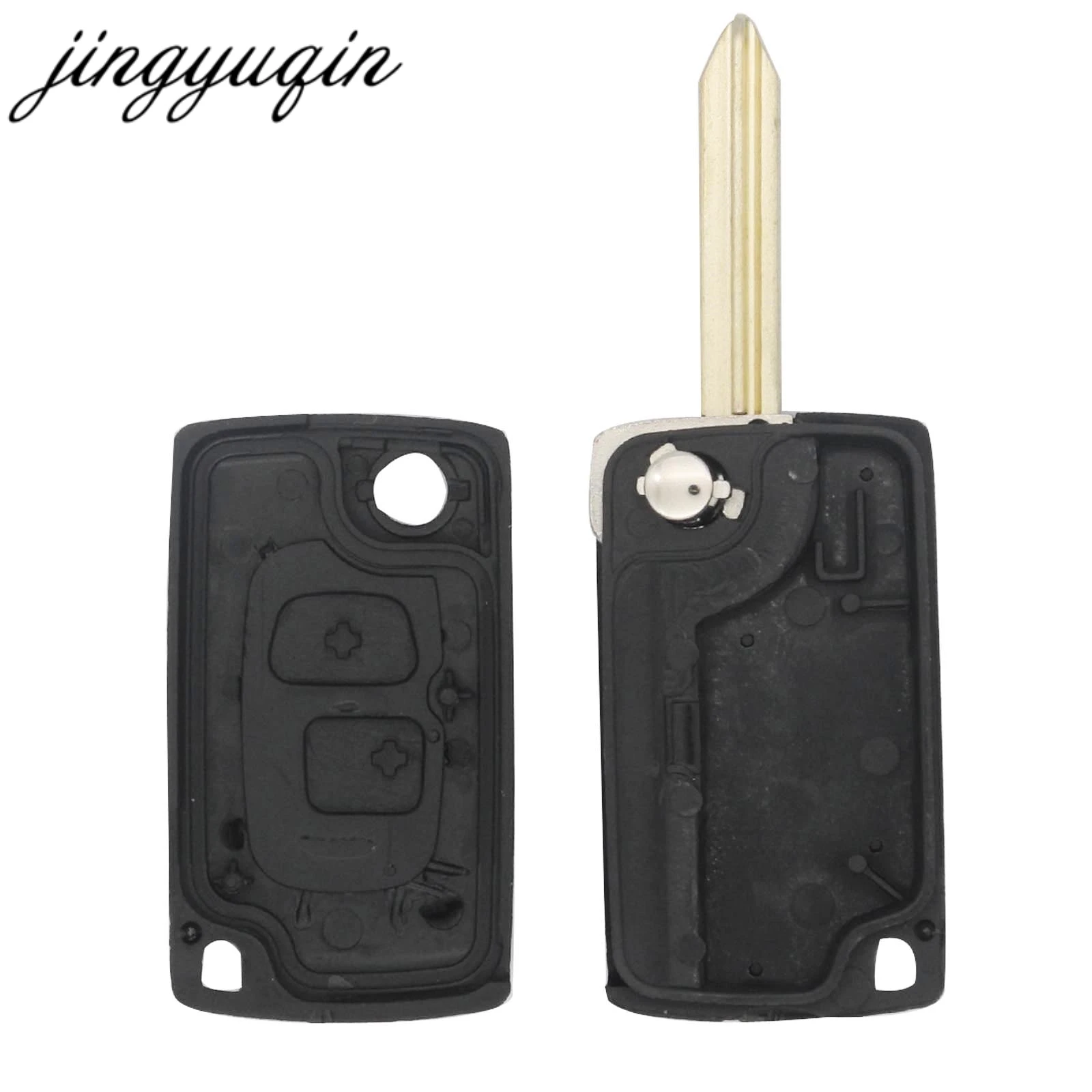 jingyuqin Uncut/Cut Modified Flip Remote Key Shell dla Citroen Xsara Picasso Berlingo 2002-2008 2-przyciskowy składany pokrowiec na pilota