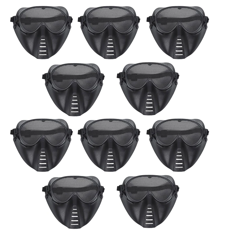 

10X Mask Airsoft Protective Mask Paintball Black New