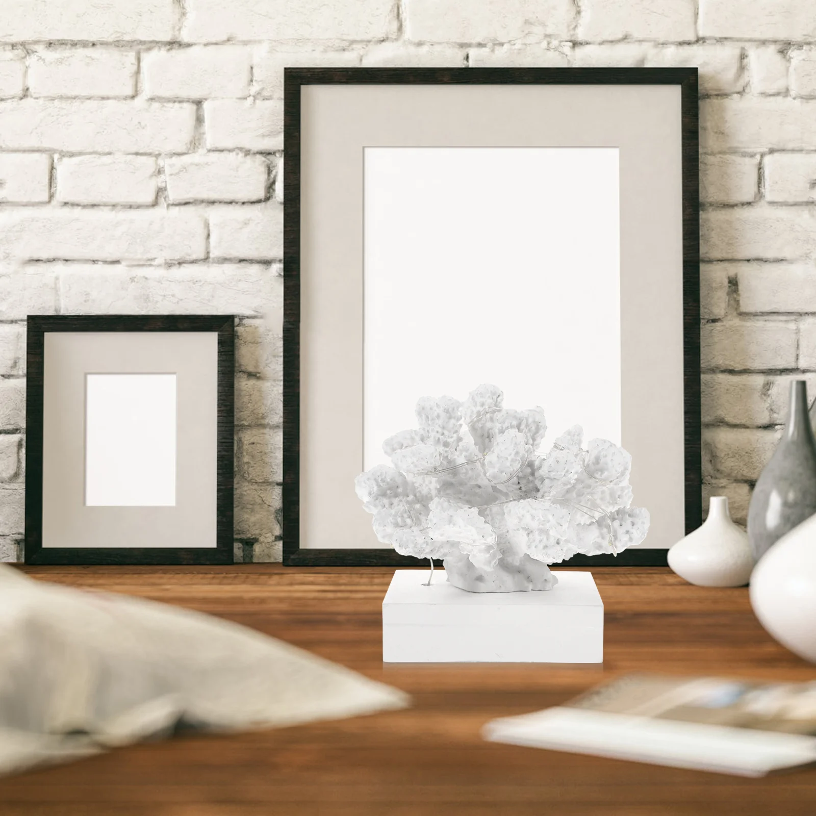 LED المرجان زخرفة الراتنج الاصطناعي سطح المكتب ديكور واقعية المرجان الحرفية ديكور المنزل النحت الفني #5