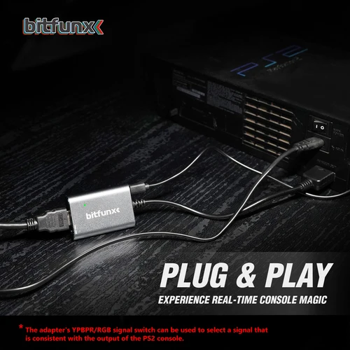 Imagen 2 del producto Bitfunx-Adaptador de Audio y vídeo compatible con RGB/componente a HDMI, con Cable USB para consola de juegos Sony NTSC PAL PS2 Fat o PS2 Slim