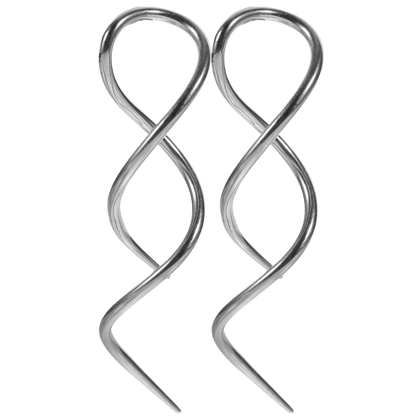 

2 Pcs Simple Earrings Threader Hoops Pull Through Stainless Steel Sterling Silver Small