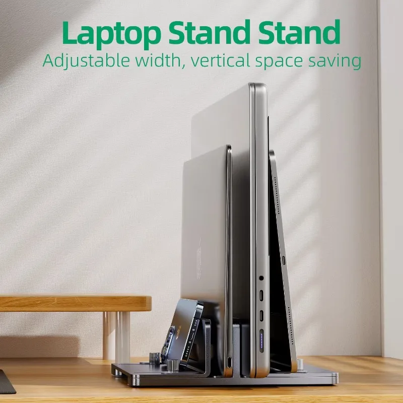 Verstellbarer Laptop-Ständer mit doppeltem Clip, Laptop-Ständer mit Silikon-Pad, platzsparende Schreibtischhalterung für Telefon, MacBook, Mac, Mini, M4-Konsole