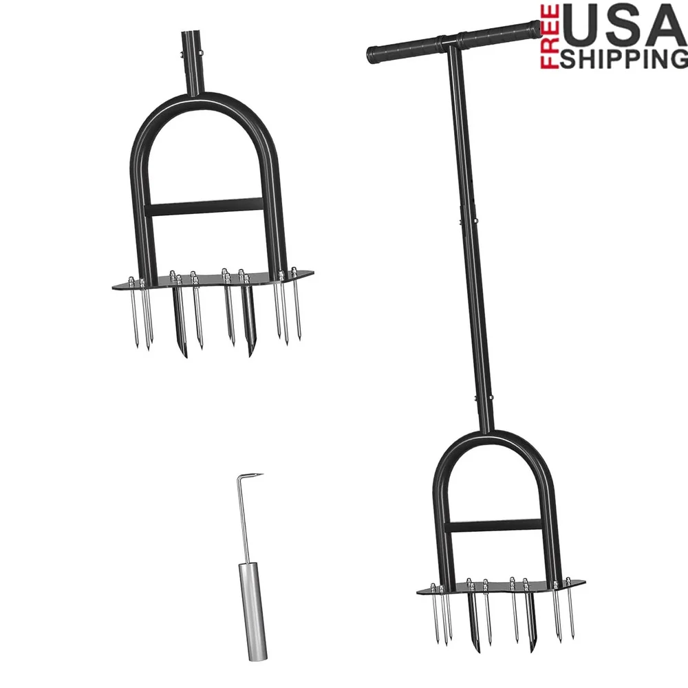 

Manual Lawn Aerator with 15 Steel Teeth Ergonomic Design Soil Aeration Seeding Thatching Lawn Care Tool Lightweight Portable