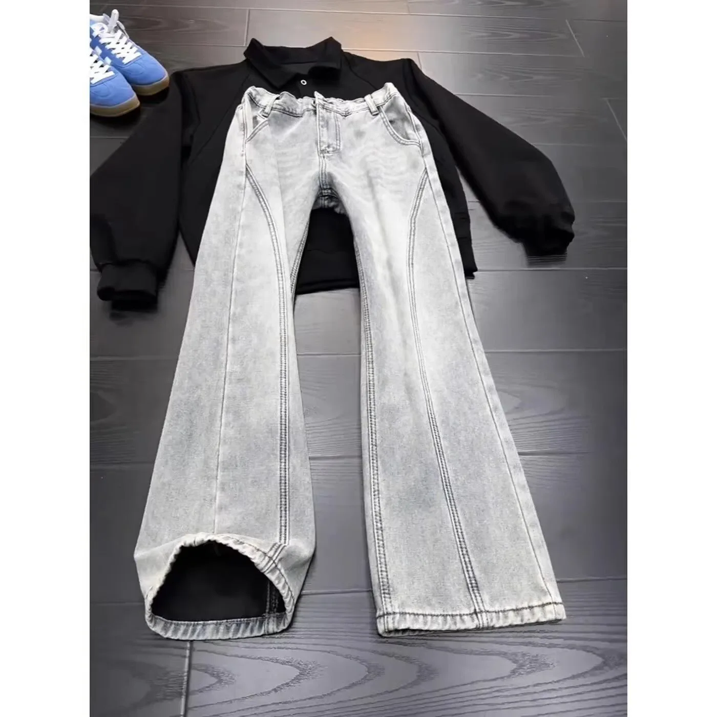 Summer Diagonal Slim-fit Jeans Men's Trendy New Simple And Versatile High Street American Retro Semi-elastic Trousers