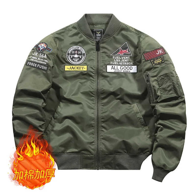 

Embroidery Bomber Jacket Men Military Army Tactical Coat Outdoor Windbreaker Zip Long Sleeve Motorcycle Jacket Loose Outerwear