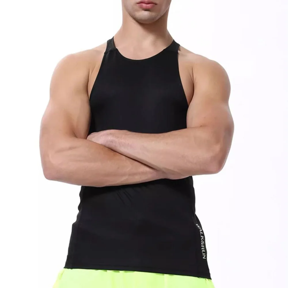 Fitness Sports Mens Vest Gym Sports Ice Silk Mesh Breathable Elastic Sleeveless Top Summer Quick Dry Daily Training Sports Vest