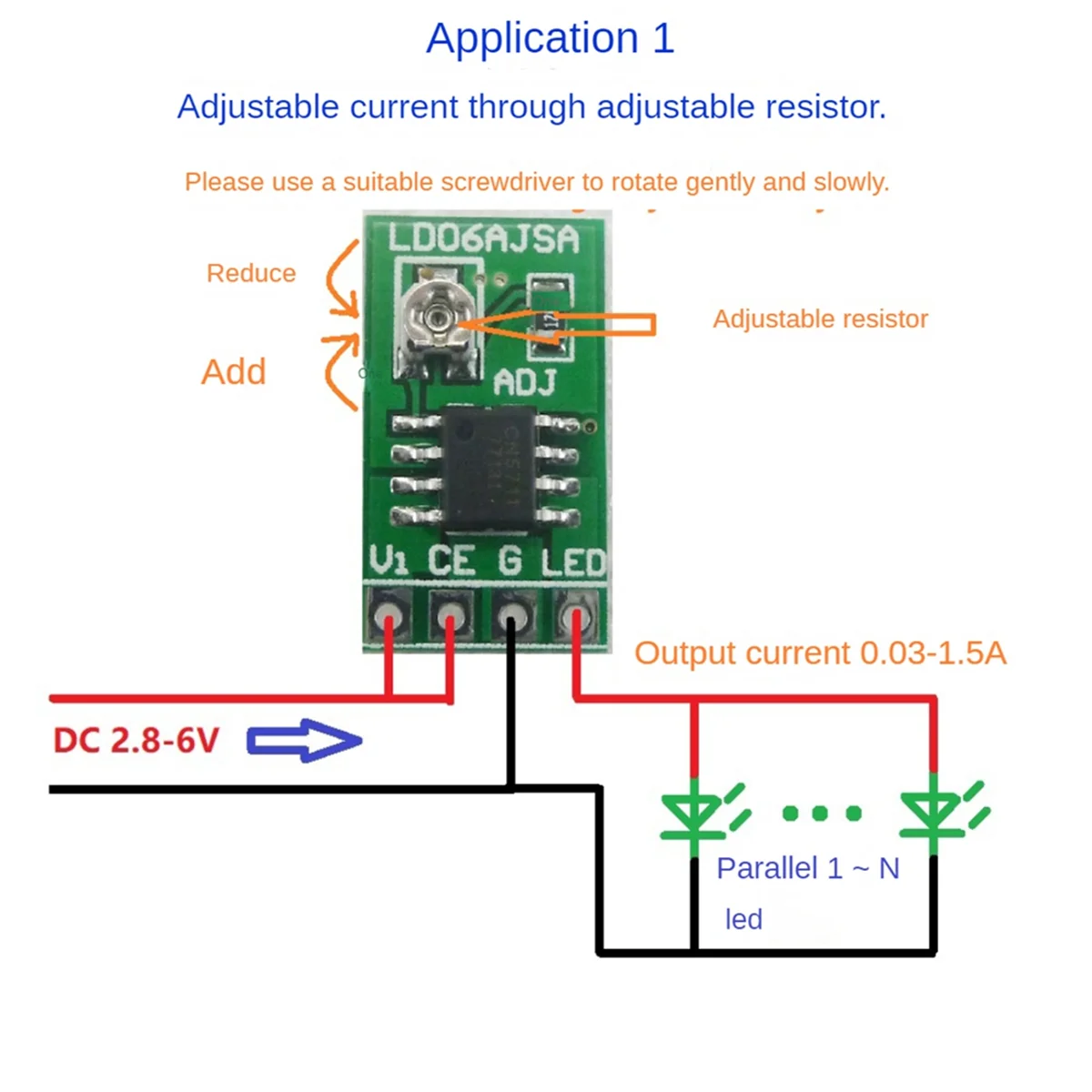 B02B-5PCS 30-1500MA Adjustable Constant Current LED Driver DC 3.3V 3.7V 4.2V 5V PWM Control Board Buck Power Module