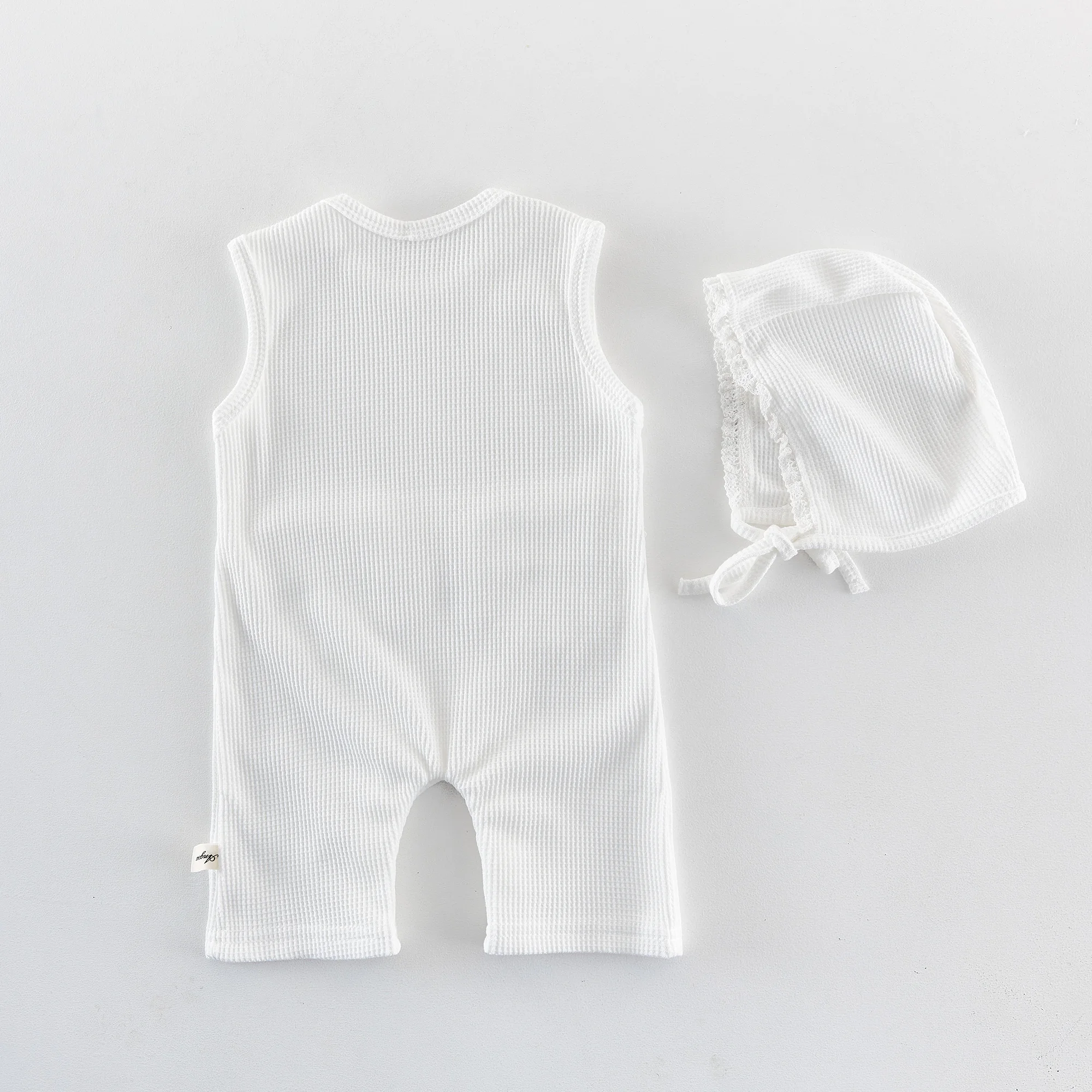 2026 Summer New Style Korean Baby One-Piece Dress With Pure Color Hare Pattern Heart Patch Pouch For Outdoor Use