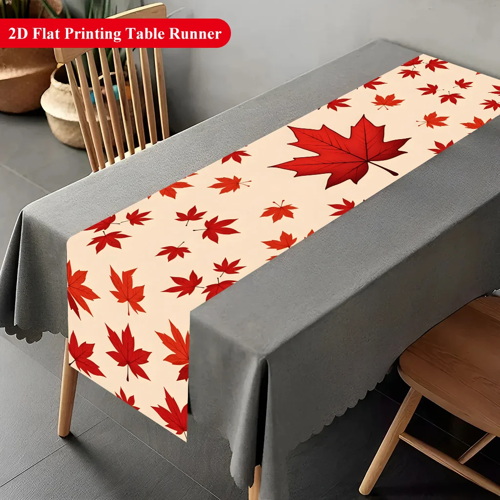One 2D Tablecloth Featuring an Elegant And Beautiful Red Maple Leaf Design, Made of Polyester, Suitable for Party Decorations