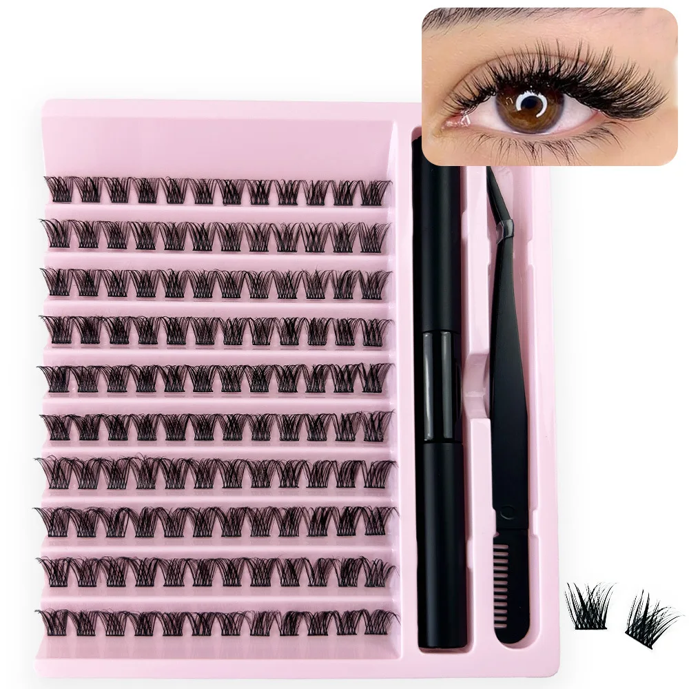 Segmented Eyelash Suit Dense Black Adhesive Tweezers DIY Eyelash Grafting Europe America Popular Single Eyelash Makeup Eyelash