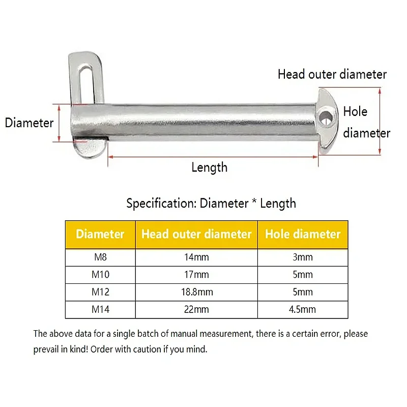 M8 M10 M12 M14 304 Stainless Steel Elbow Bolt Tongue Pins Marine B-Type Tongue Bolts Tongue Clasp Latch Bolt Hardware