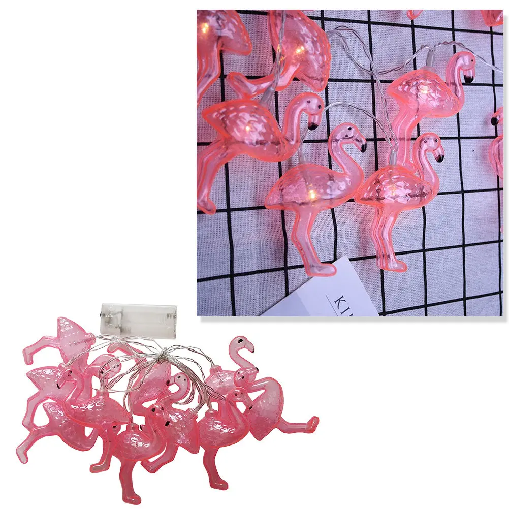 1.5m Pink Flamingo LED String Lights 10LED Battery Powered Christmas Wedding Party Garden Bedroom Festival Decoration
