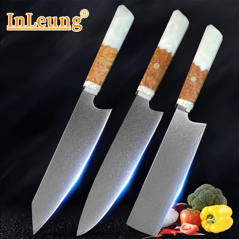 Japanese Hand Forged VG10 Damascus Steel Chef Knives Slicer Meat Cleaver Beef Professional Kitchen Chef Knives Cooking Tools