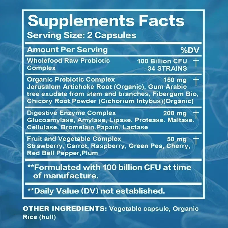 Probiotics 100 Billion CFU - Promotes Intestinal Health, Balances Intestinal Flora, Enhanced Digestive System Function - Image 2