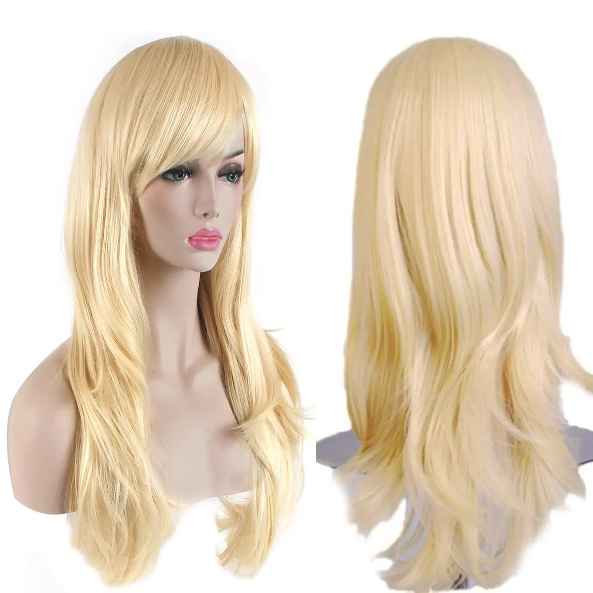 Parrucca sintetica alla moda da 28 pollici, capelli ricci ondulati lunghi, parrucca cosplay di ruolo di Halloween, parrucca di seta quotidiana ad alta temperatura