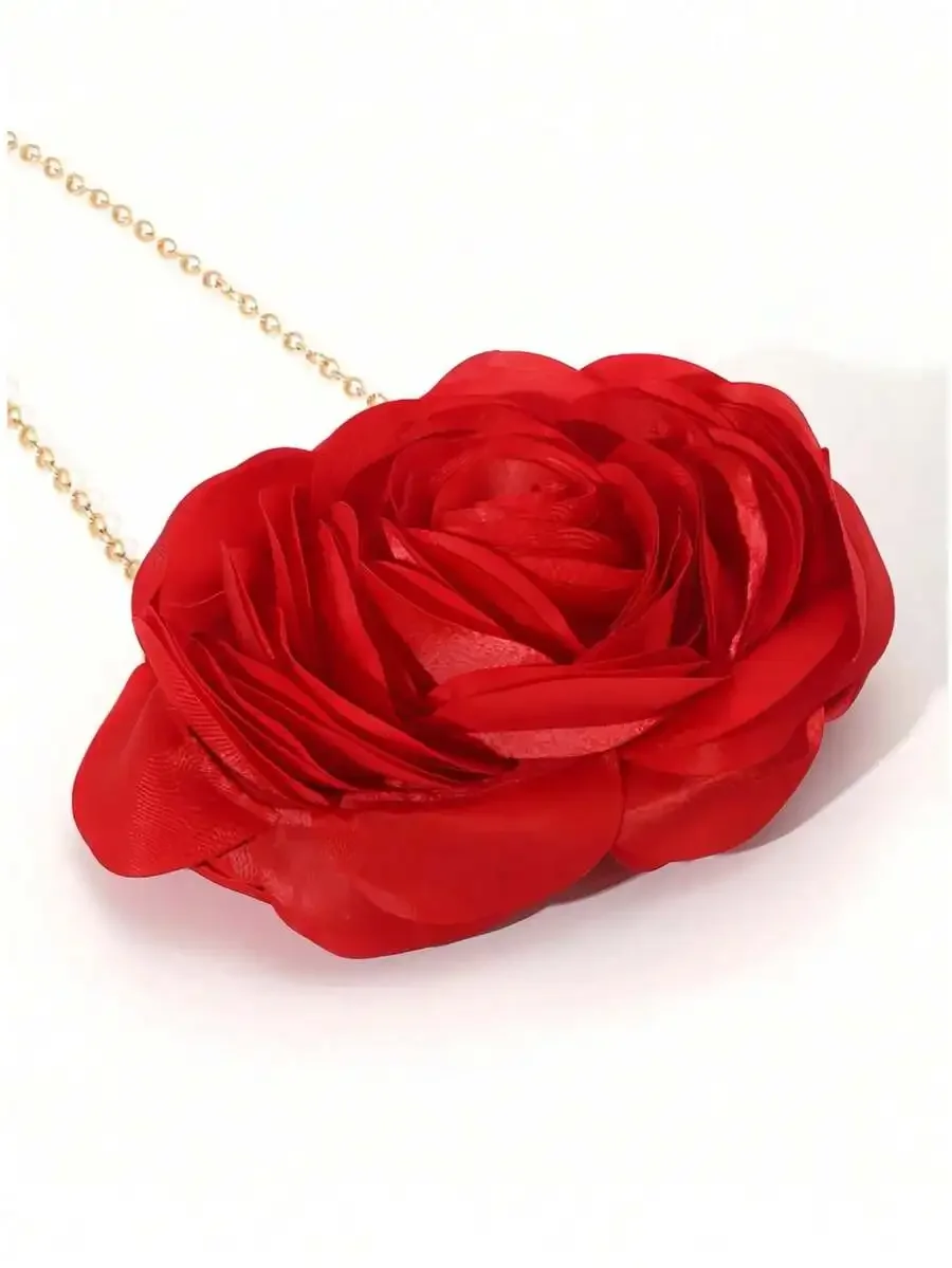 

Red Floral Silk Clutch Bag For Women Vintage Elegant Evening Party Wedding Prom
