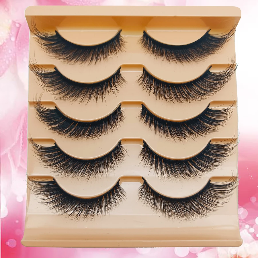Mango Eyelash 5-Pair 3D Fluffy Stereoscopic Design, Eye Tail Extended 0.63 inches, Bare Makeup Natural Style