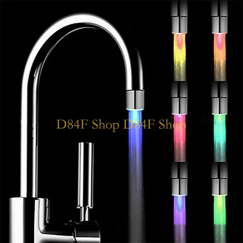 D84F Kitchen Sink 3 Color Led Light Change Faucet Bathroom Sink Water Faucet