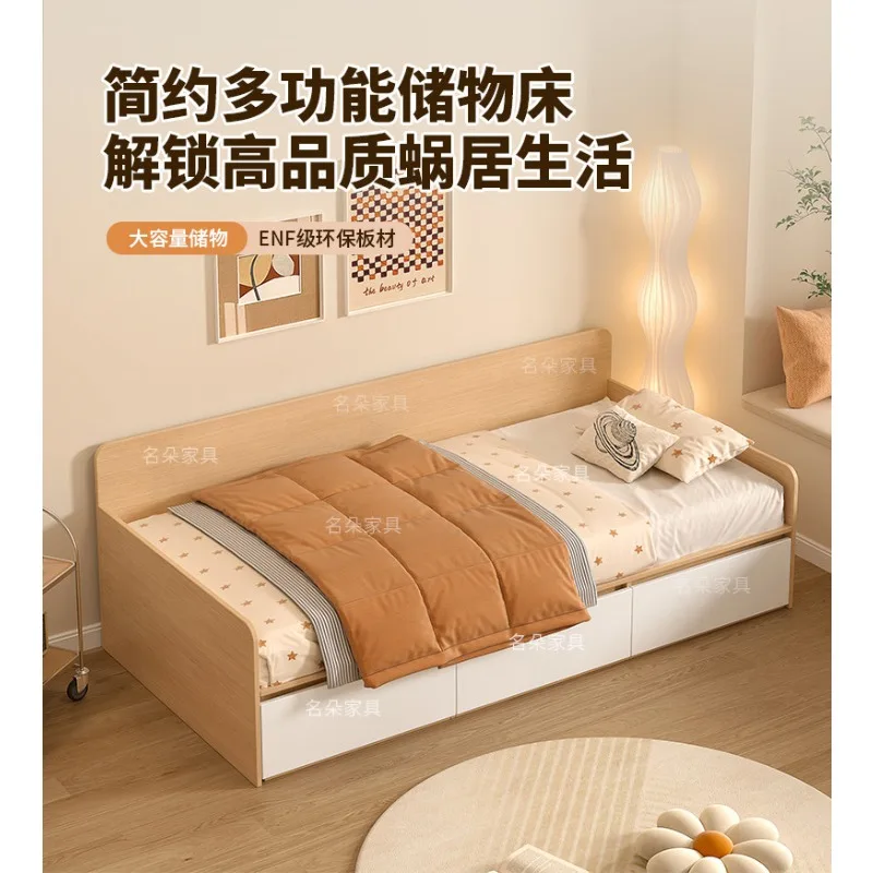 XL Solid Wood Bed Modern Simple 1.8 Meters Double Bed Tatami Storage  Small Apartment Multi-functional Sofa Bed