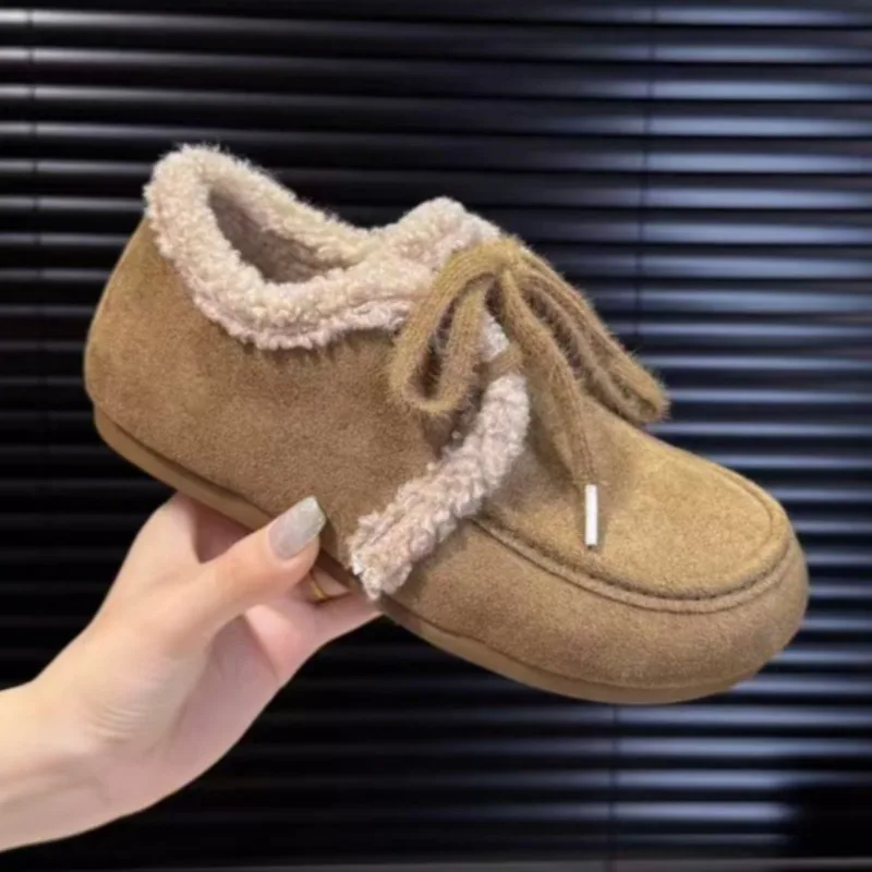 

Меховые ботильоны на плоской подошве, женские короткие плюшевые спортивные ботинки 2025, повседневные зимние зимние ботинки, новые теплые удобные брендовые прогулочные женские ботинки