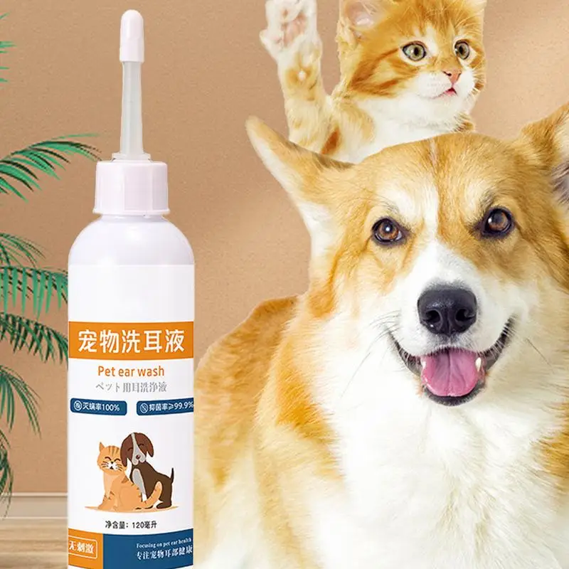 Pet Ear Drop Ear Canal Cleaning 120ML Ear Canal Ear Mite Deodorization, Antipruritus Cleaning Ear Wash For Cat And Dog