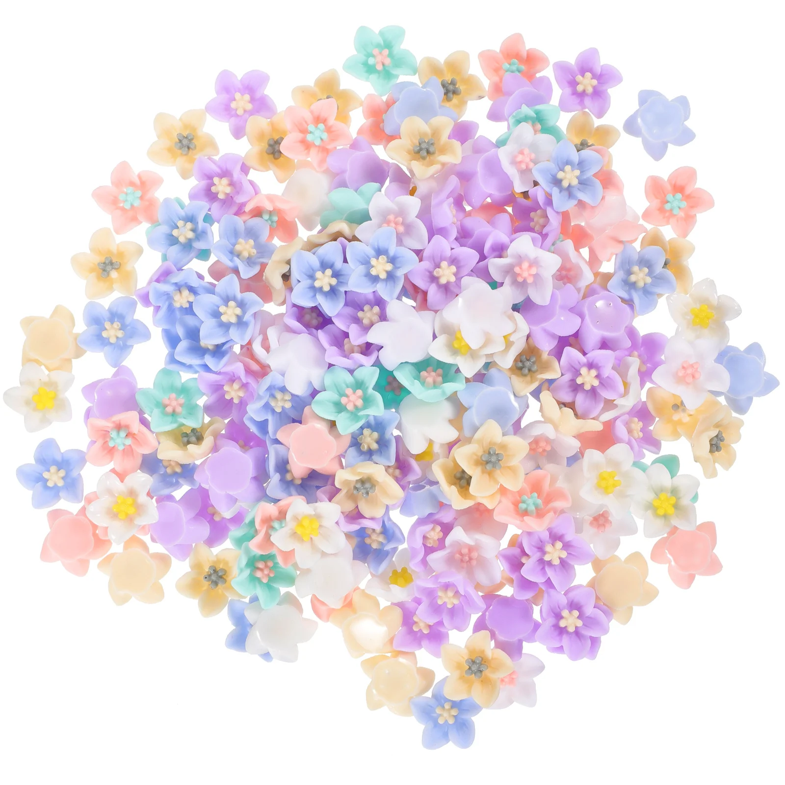 

200Pcs Resin Flower Charms Delicate Craft Embellishments for DIY Phone Case Accessories Handmade Jewelry Hair Clip Decor
