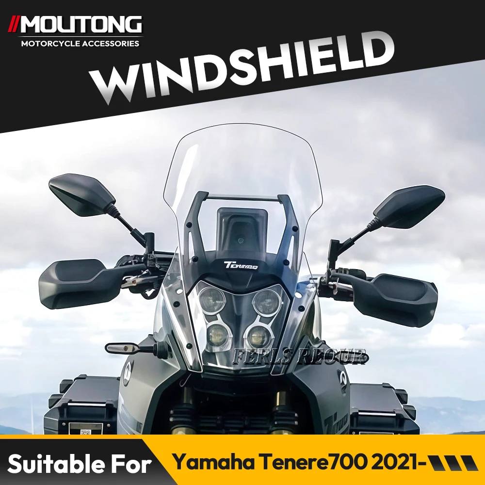 Motorcycle accessories for Yamaha Tenere 700 (2021–2024): Windshield, windshield panel, and windshield kit (acrylic material)