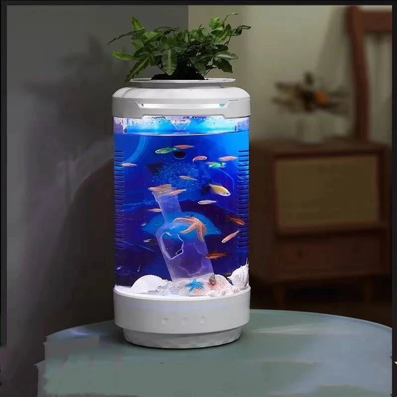 Aquarium small fish tank lazy person free water change goldfish tank ecological filter oxygen lighting aquarium accessories DC5V