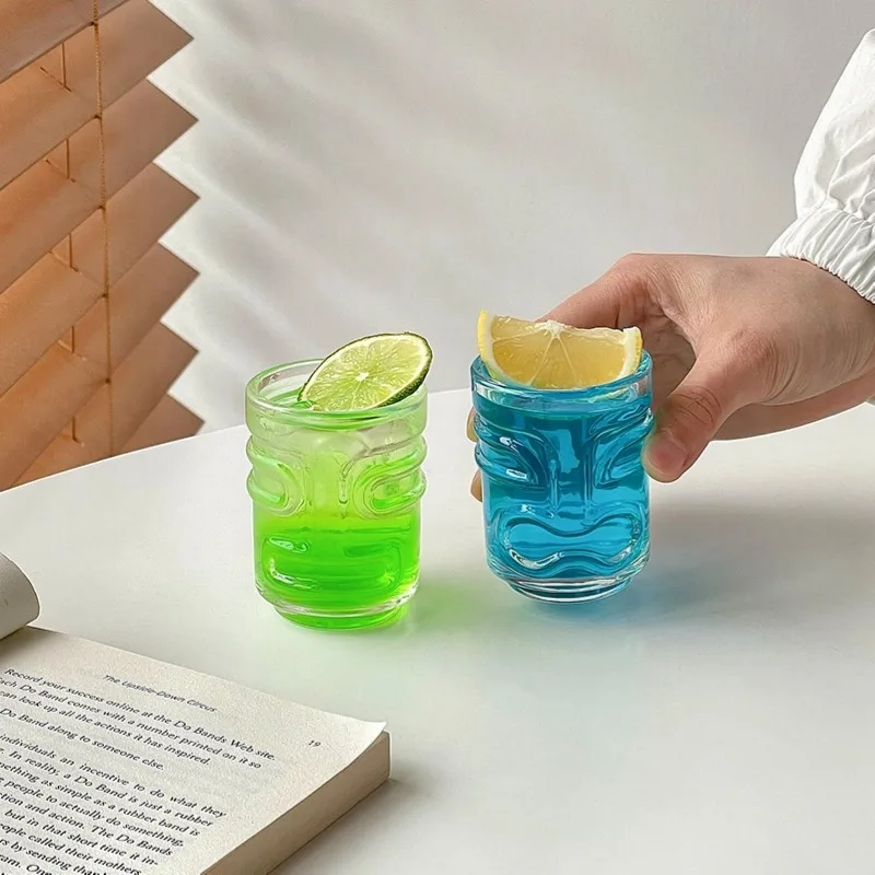 Tiki Shot Glass Cup,90ML Small Wine Glass Cups,Creative Hawaiian Cocktail Glasses Cups,Best-selling Shot Glasses Cup,Bar Tools