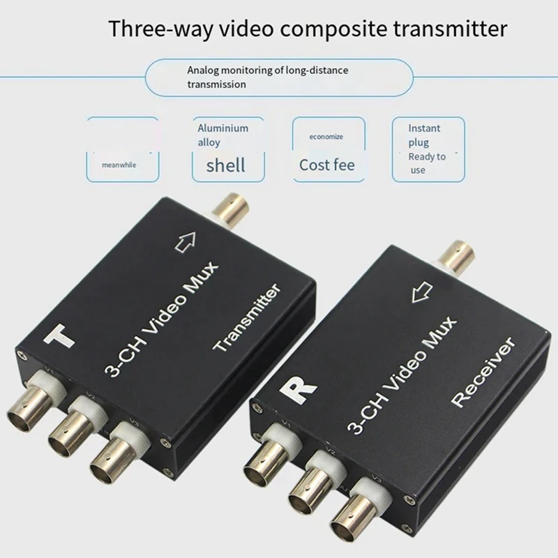 3-Way Video Multiplexer, Analog Surveillance Signal One-To-Three Overlay, Multi-Channel Camera One-Line Communication-A28R