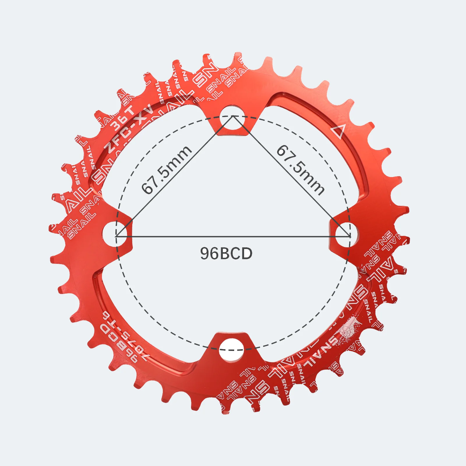 SNAIL Round Chainring Symmetrical 96BCD 30T 32T 34T 36T 38T Ultralight Chainwheel MTB Mountain 96 BCD for M4050 M4000 NX GX X1