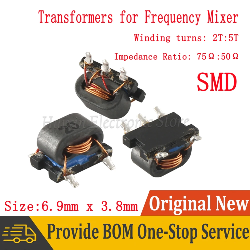 2Pcs SMD B5F Transformer for Frequency Mixer SMT Winding Turns 2T:5T 2:5 Impedance Ratio 75 ohm : 50 ohm  Balance Unbalance