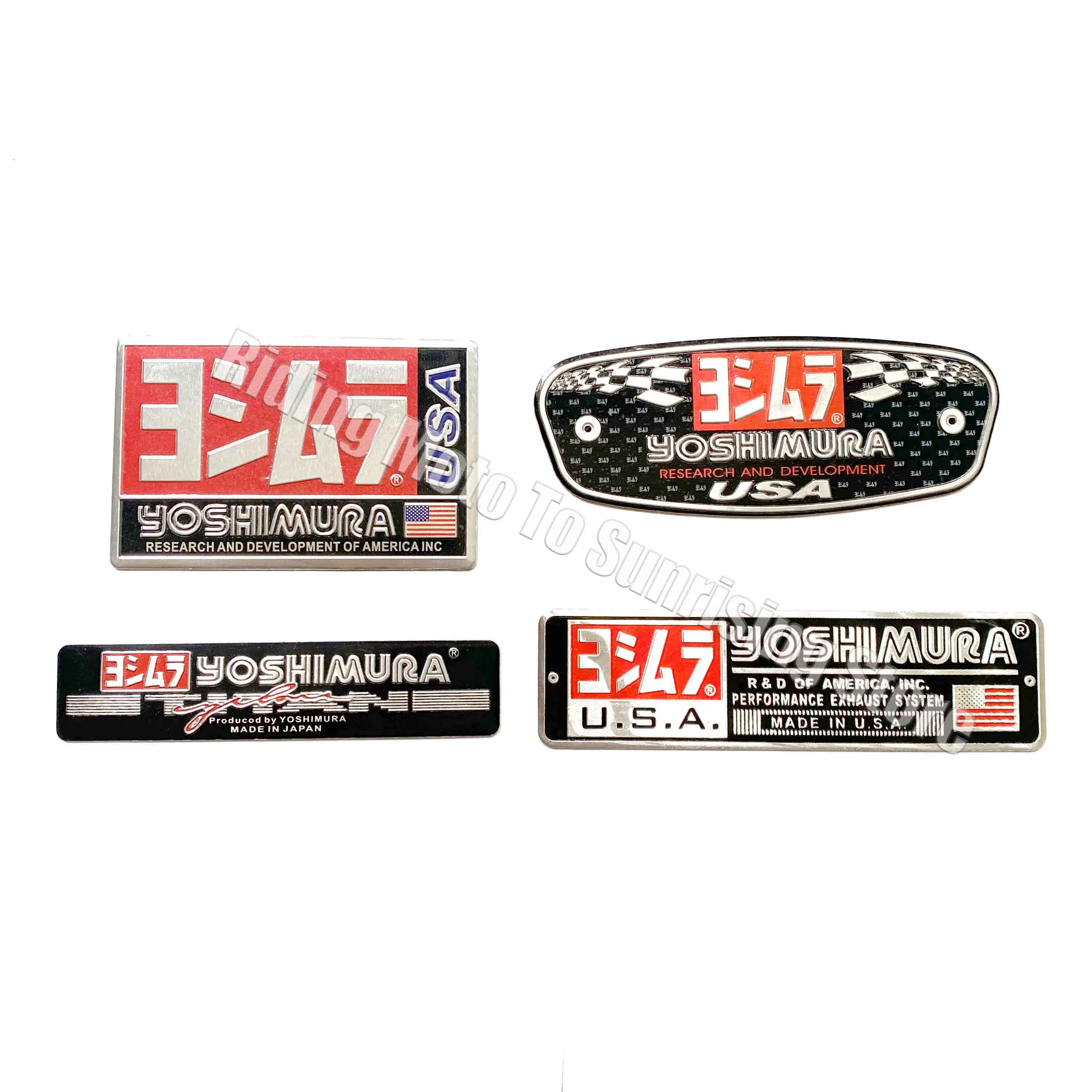 3D Aluminum Alloy Motocycle Yoshimura Exhaust Pipe Logo Sticker High Temperature Resistance Waterproof Moto Exhaust Pipe Decal