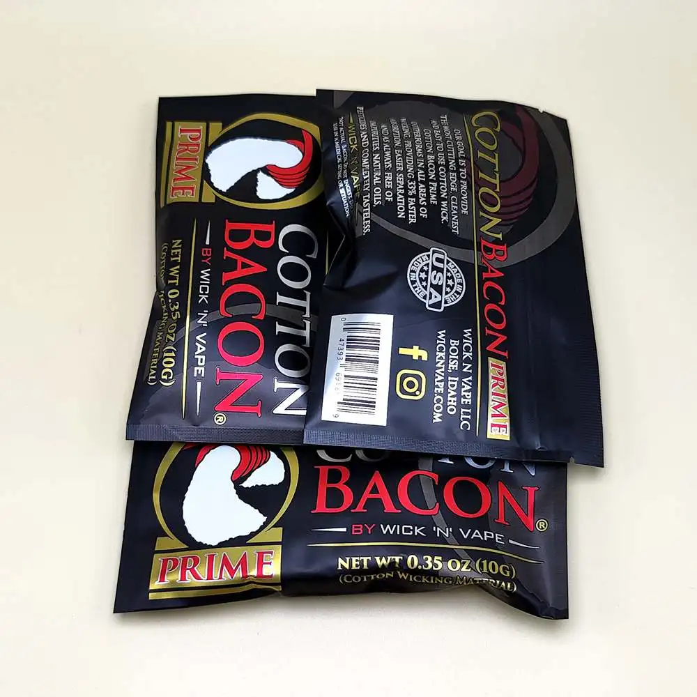 Algodão Bacon orgânico para RTA, RDA Wick Wire Acessórios, Prime Gold Silver Versão, Atacado, 50Pack, 20 Pcs, 10 Pack, 3Pack