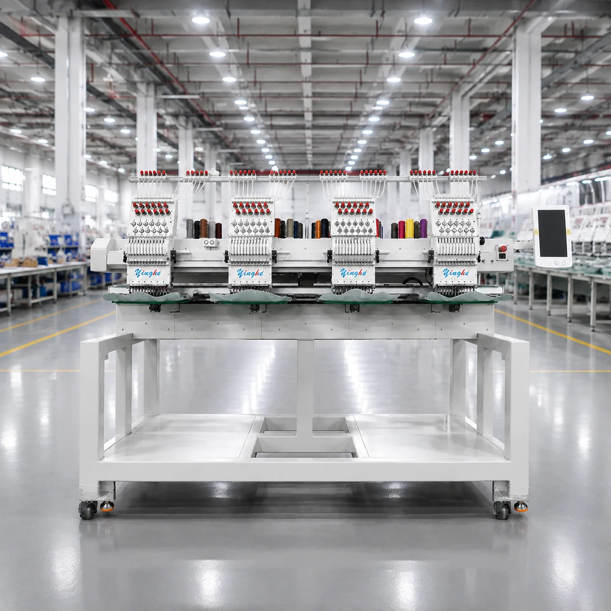 4 Head Computerized Embroidery Machine Automatic Industrial Embroidery Machine For Garment Cap Textile Production 500x450mm Area