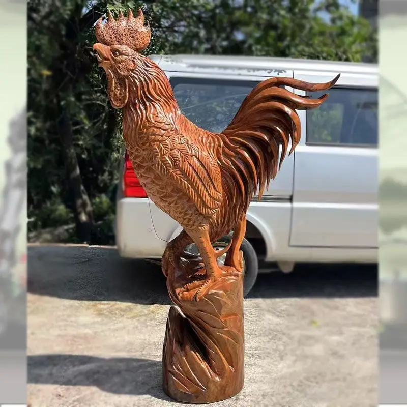 Carved chicken Annunciation Yiming amazing root carving wood carving ornament length 106 width 46 height 180