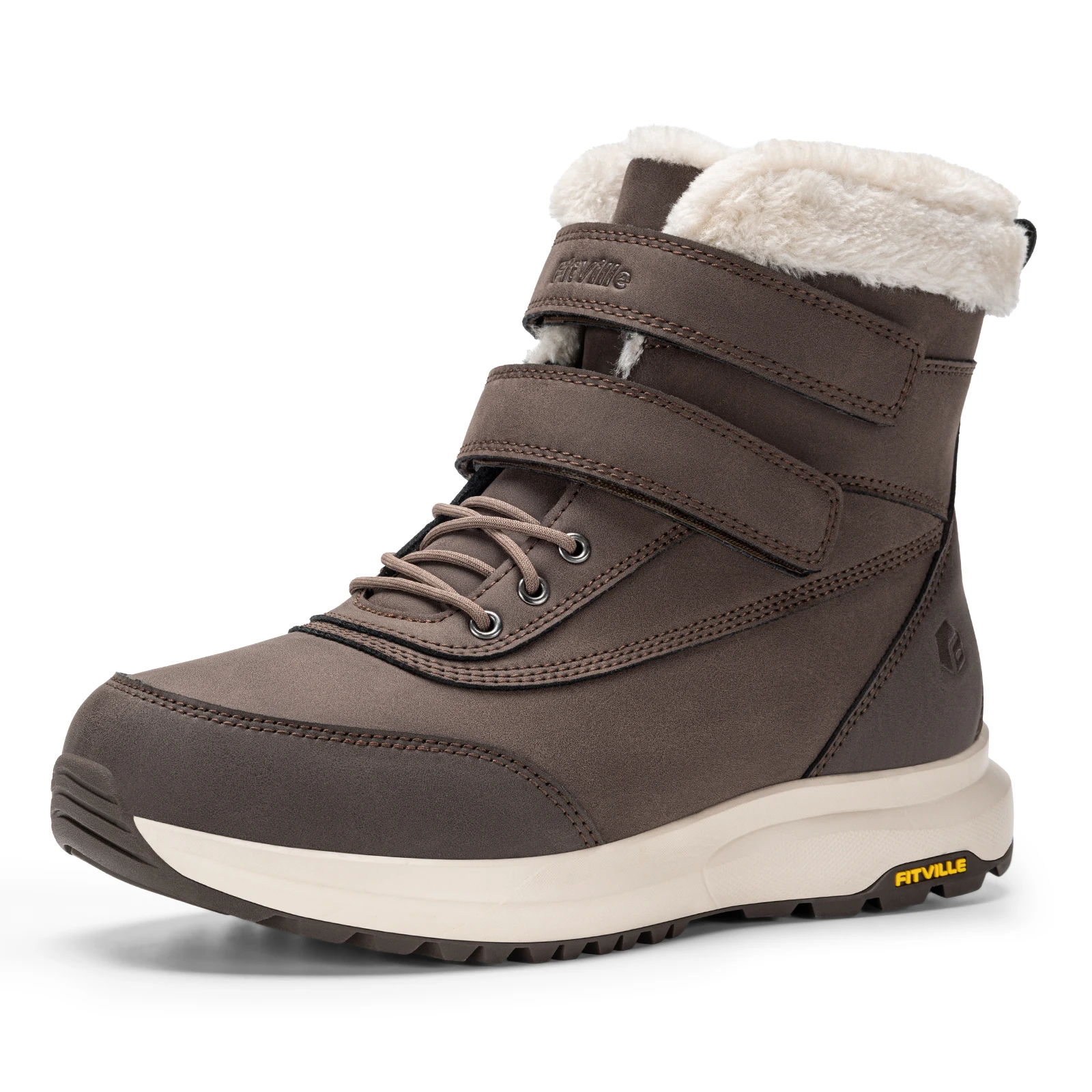 Fittington Men‘s Snow Boots Extra Wide Winter Boots For Men Fur Lining Anti-slip Warm Shoes Hiking Warm Soft Plush Ankle Boots
